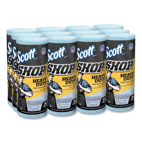 Scott Scott Shop Towels Heavy Duty (32992), Blue Shop Towels for Solvents, 60 Towels/Roll, 12PK 32992 - main